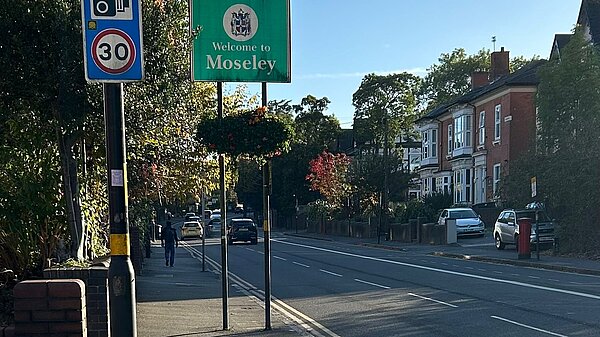 Image of location on Alcester Road where a speed camera used to be located.