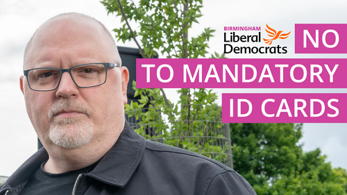Picture of Lee Dargue with text overlaying reading "No to mandatory ID cards".