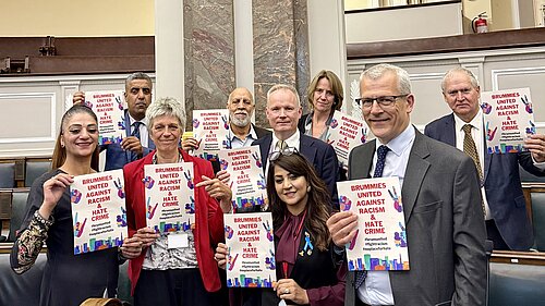 Birmingham City Council Lib Dem Group councillors, taking part in anti-racism & hate speech cross-party initiative on 16th September 2025